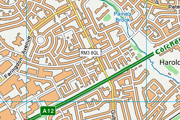 RM3 8QL map - OS VectorMap District (Ordnance Survey)