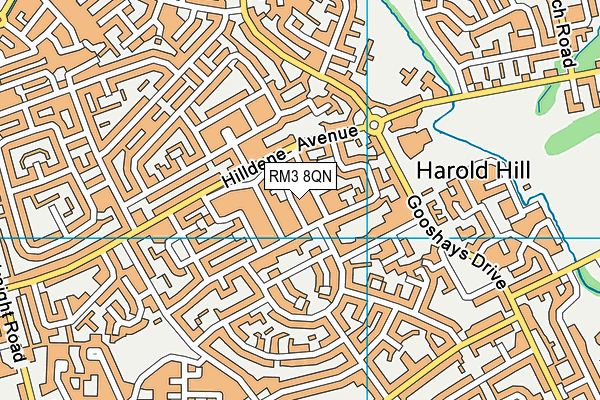 RM3 8QN map - OS VectorMap District (Ordnance Survey)