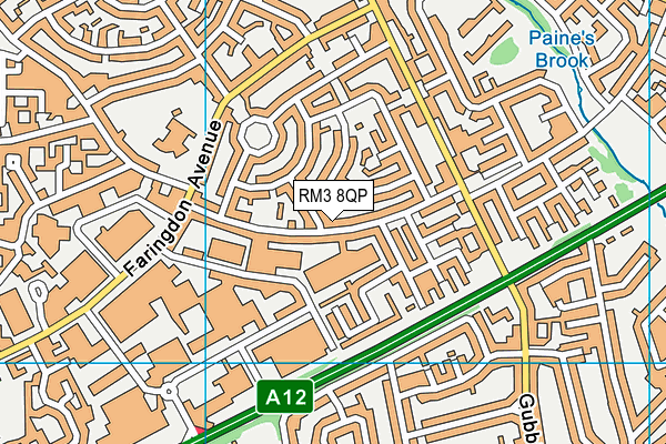 RM3 8QP map - OS VectorMap District (Ordnance Survey)