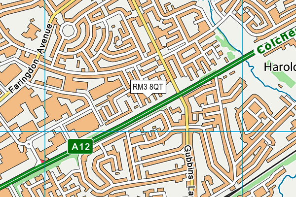 RM3 8QT map - OS VectorMap District (Ordnance Survey)