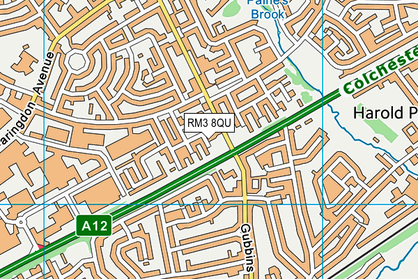 RM3 8QU map - OS VectorMap District (Ordnance Survey)