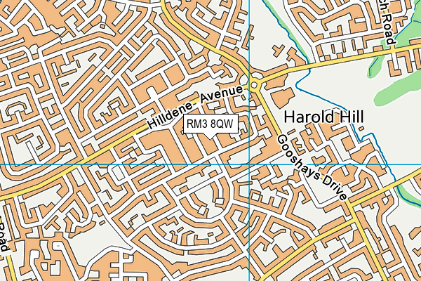 RM3 8QW map - OS VectorMap District (Ordnance Survey)