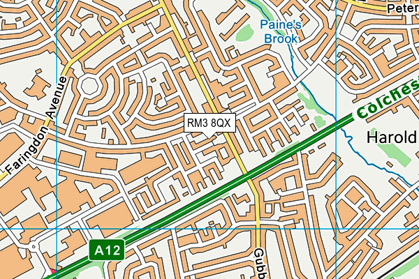 RM3 8QX map - OS VectorMap District (Ordnance Survey)