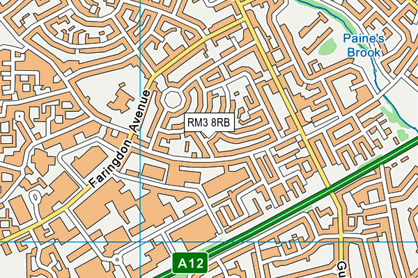 RM3 8RB map - OS VectorMap District (Ordnance Survey)