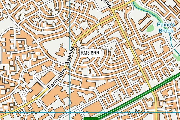 RM3 8RR map - OS VectorMap District (Ordnance Survey)