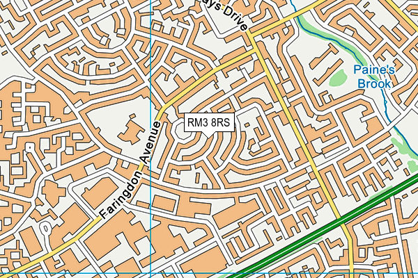 RM3 8RS map - OS VectorMap District (Ordnance Survey)