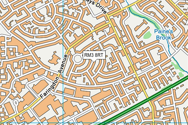 RM3 8RT map - OS VectorMap District (Ordnance Survey)