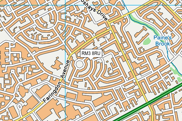 RM3 8RU map - OS VectorMap District (Ordnance Survey)
