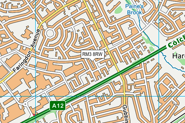 RM3 8RW map - OS VectorMap District (Ordnance Survey)