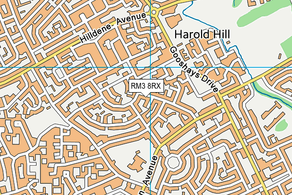 RM3 8RX map - OS VectorMap District (Ordnance Survey)