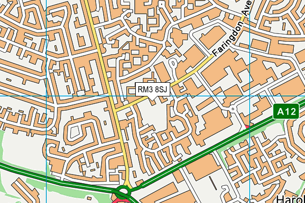 RM3 8SJ map - OS VectorMap District (Ordnance Survey)
