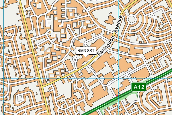 RM3 8ST map - OS VectorMap District (Ordnance Survey)