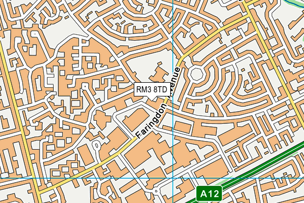 RM3 8TD map - OS VectorMap District (Ordnance Survey)
