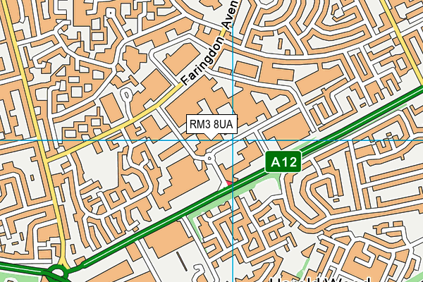 RM3 8UA map - OS VectorMap District (Ordnance Survey)