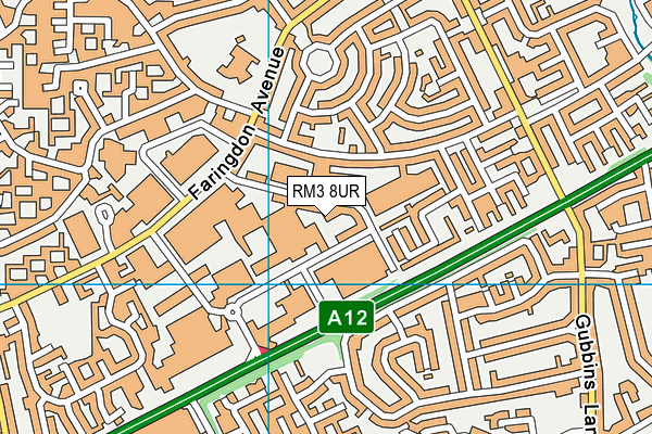RM3 8UR map - OS VectorMap District (Ordnance Survey)