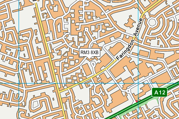 RM3 8XB map - OS VectorMap District (Ordnance Survey)