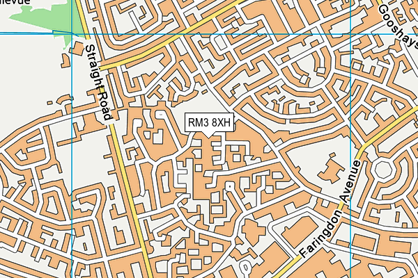 RM3 8XH map - OS VectorMap District (Ordnance Survey)