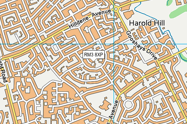 RM3 8XP map - OS VectorMap District (Ordnance Survey)