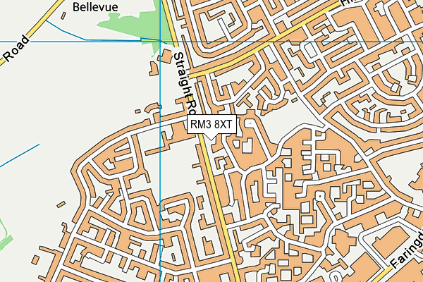 RM3 8XT map - OS VectorMap District (Ordnance Survey)