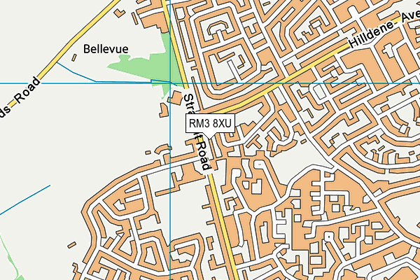 RM3 8XU map - OS VectorMap District (Ordnance Survey)