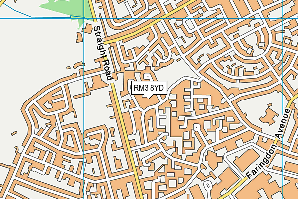 RM3 8YD map - OS VectorMap District (Ordnance Survey)