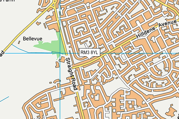 RM3 8YL map - OS VectorMap District (Ordnance Survey)