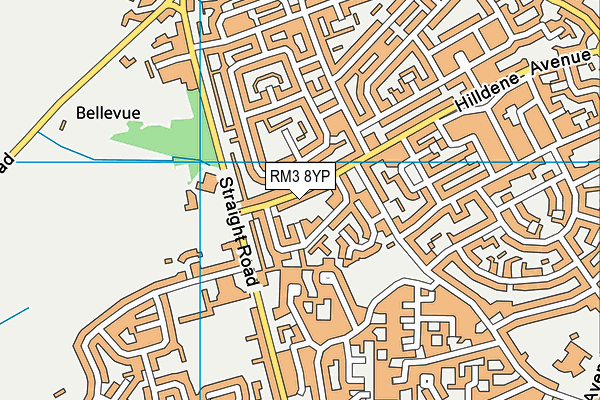 RM3 8YP map - OS VectorMap District (Ordnance Survey)