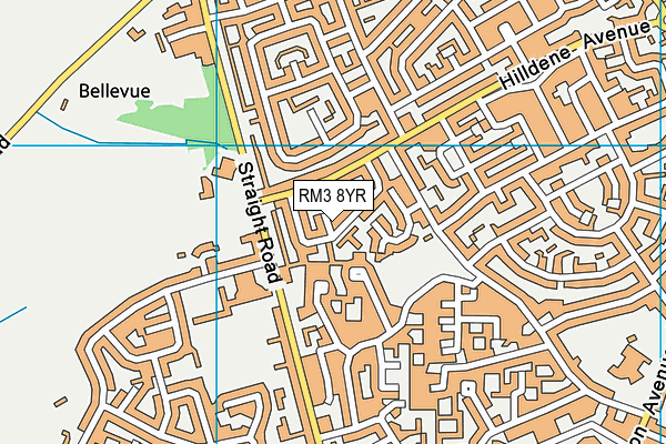 RM3 8YR map - OS VectorMap District (Ordnance Survey)