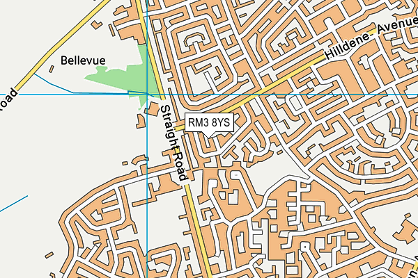 RM3 8YS map - OS VectorMap District (Ordnance Survey)