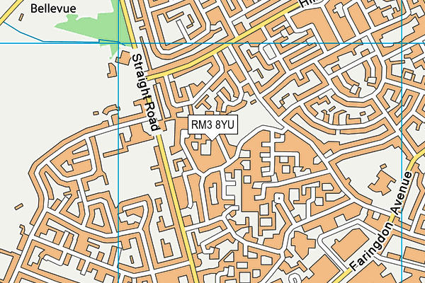 RM3 8YU map - OS VectorMap District (Ordnance Survey)