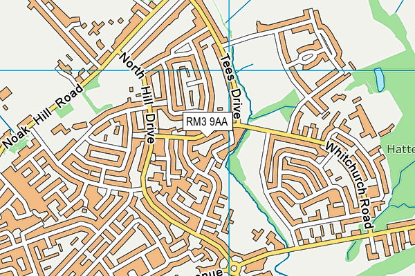 RM3 9AA map - OS VectorMap District (Ordnance Survey)