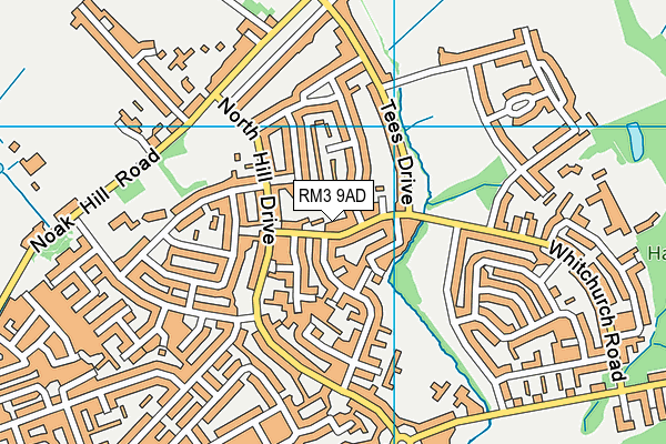 RM3 9AD map - OS VectorMap District (Ordnance Survey)