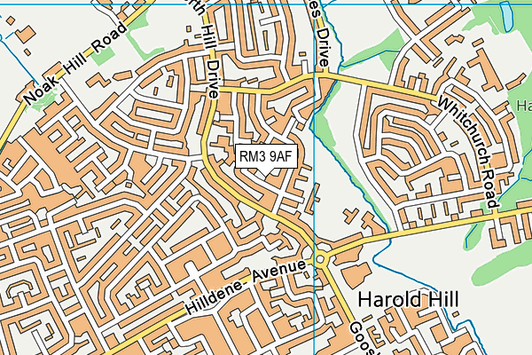 RM3 9AF map - OS VectorMap District (Ordnance Survey)