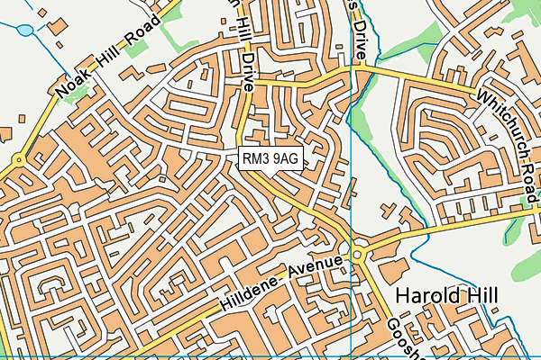 RM3 9AG map - OS VectorMap District (Ordnance Survey)