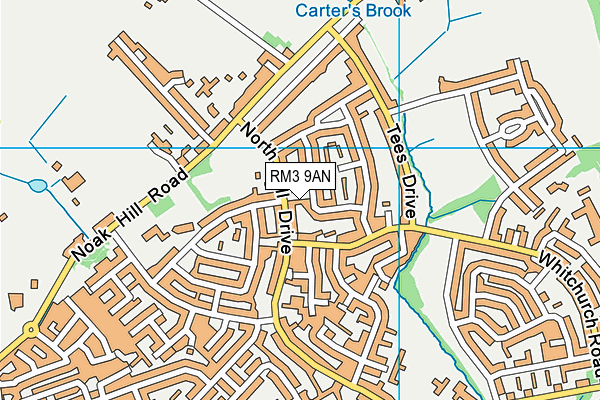 RM3 9AN map - OS VectorMap District (Ordnance Survey)