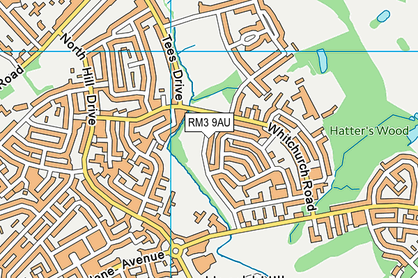 RM3 9AU map - OS VectorMap District (Ordnance Survey)