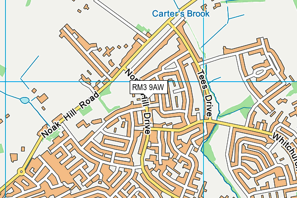 RM3 9AW map - OS VectorMap District (Ordnance Survey)