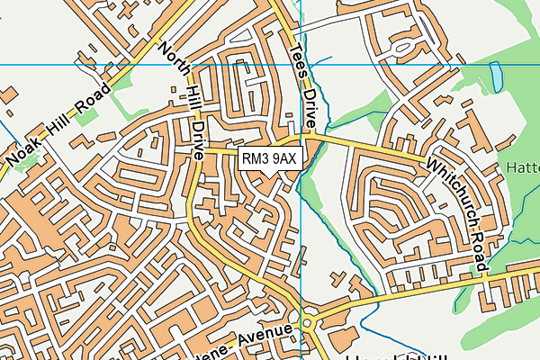 RM3 9AX map - OS VectorMap District (Ordnance Survey)