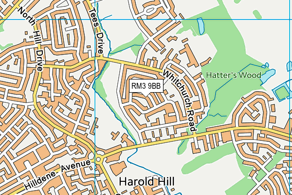 RM3 9BB map - OS VectorMap District (Ordnance Survey)