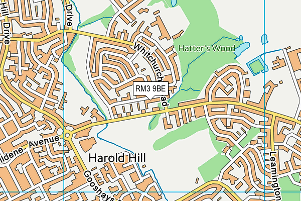 RM3 9BE map - OS VectorMap District (Ordnance Survey)