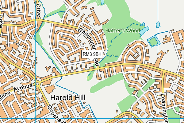 RM3 9BH map - OS VectorMap District (Ordnance Survey)