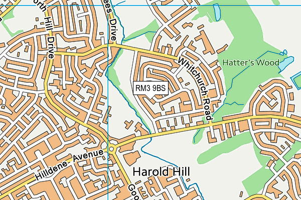 RM3 9BS map - OS VectorMap District (Ordnance Survey)