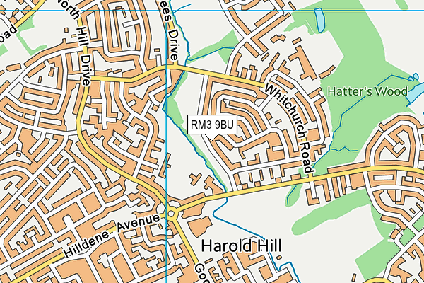 RM3 9BU map - OS VectorMap District (Ordnance Survey)