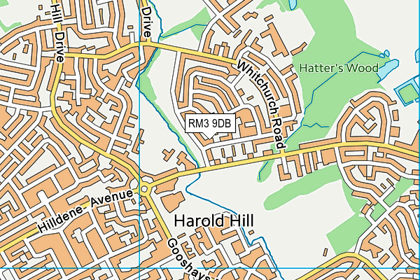 RM3 9DB map - OS VectorMap District (Ordnance Survey)