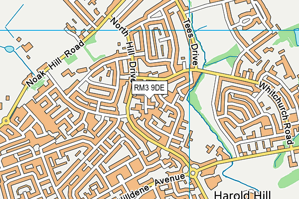 RM3 9DE map - OS VectorMap District (Ordnance Survey)