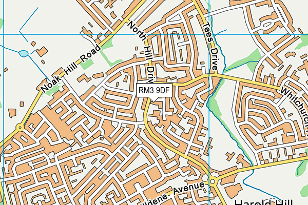 RM3 9DF map - OS VectorMap District (Ordnance Survey)