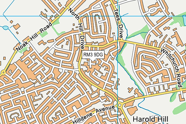 RM3 9DG map - OS VectorMap District (Ordnance Survey)