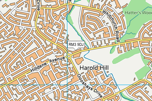 RM3 9DJ map - OS VectorMap District (Ordnance Survey)