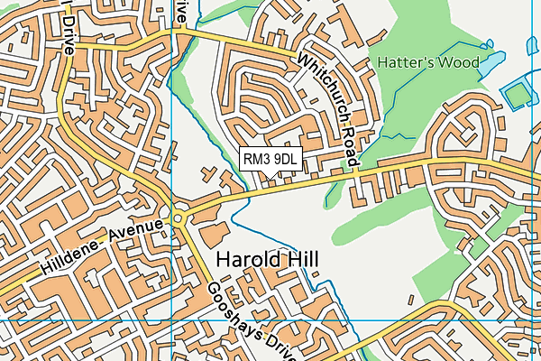 RM3 9DL map - OS VectorMap District (Ordnance Survey)