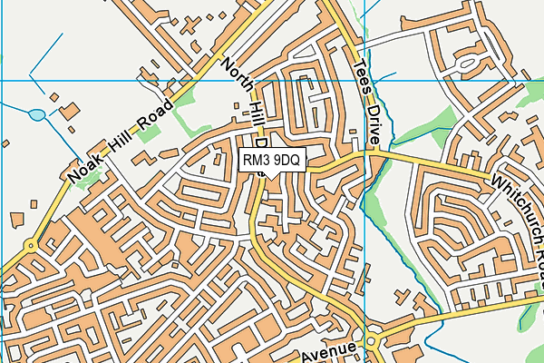 RM3 9DQ map - OS VectorMap District (Ordnance Survey)